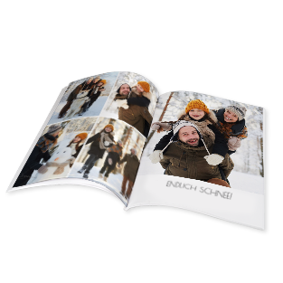 Ein Softcover-Fotobuch mit einem individuellen Coverdesign und persönlicher Beschriftung, ideal für Erinnerungen und besondere Momente.