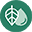 Grüner Kreis mit weißen Blättern als Symbol für Nachhaltigkeit und Umweltschutz.